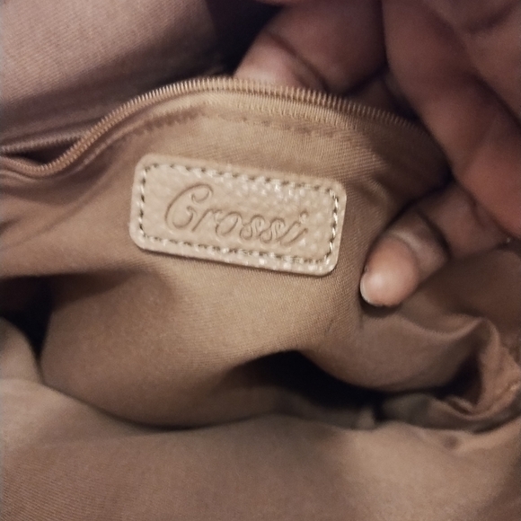 Crossi women's tan bow mini back pack w/ adjustable straps and interior pockets - Picture 8 of 12